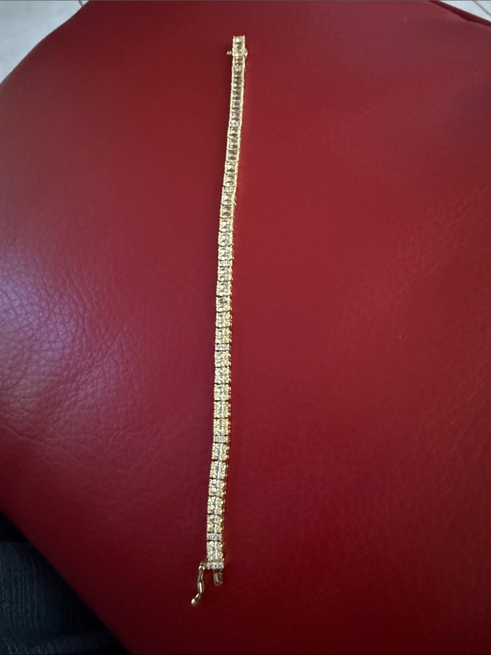 Gold plated sterling silver tennis bracelet  with yellow oval cz and white round